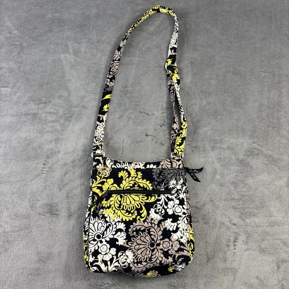Vera Bradley Crossbody Bag Shoulder Strap Purse Baroque Black Hipster Floral EUC